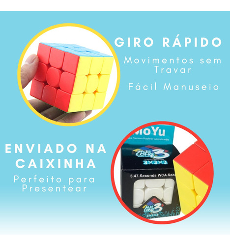 Kit 15 Cubo Mágico Profissional 3x3 Original Moyu Stickerles